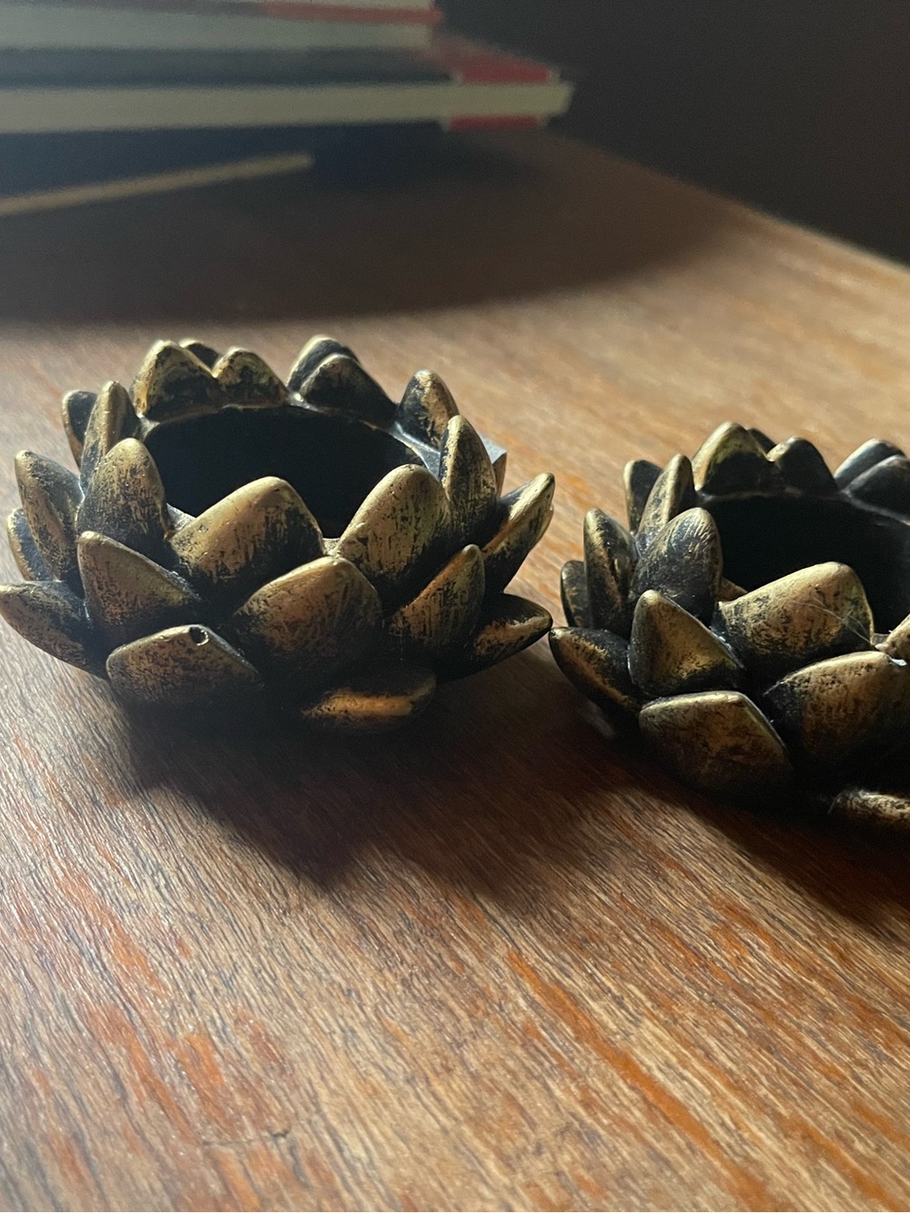 Decorative Bronze Lotus Tea Light Holder - Home Accents.Very heavy,gorgeous.